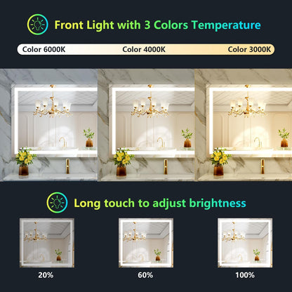 60x36 LED Bathroom Mirror with Lights, Lighted Vanity Mirror - Colors B