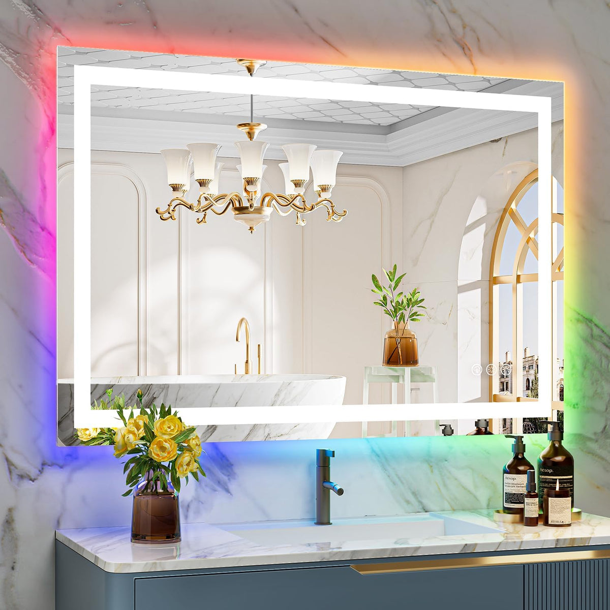 60x36 LED Bathroom Mirror with Lights, Lighted Vanity Mirror - Colors B