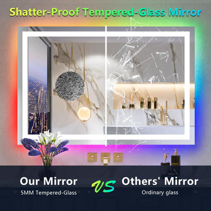 60x36 LED Bathroom Mirror with Lights, Lighted Vanity Mirror - Colors B