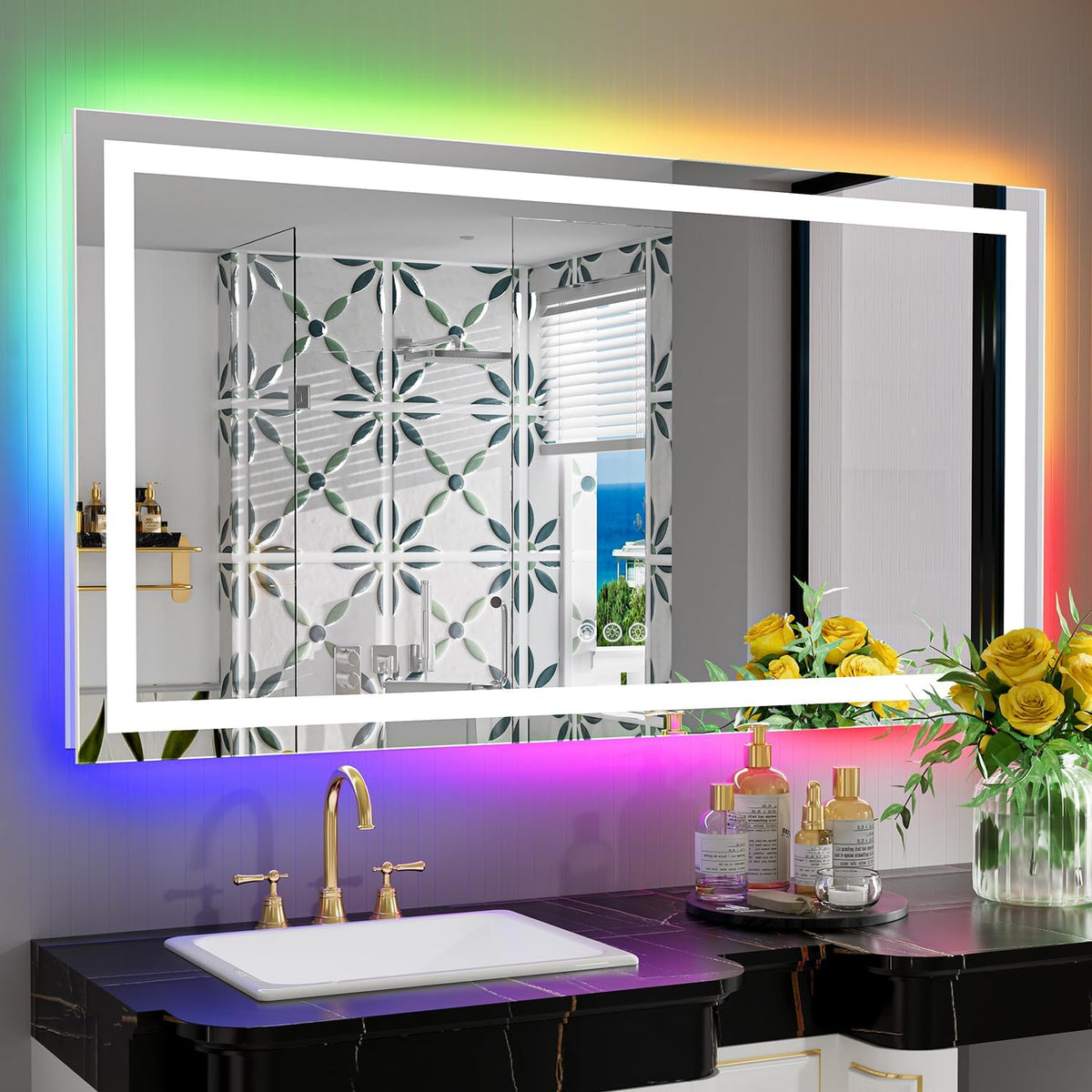 60x36 LED Bathroom Mirror with Lights, Lighted Vanity Mirror - Colors B