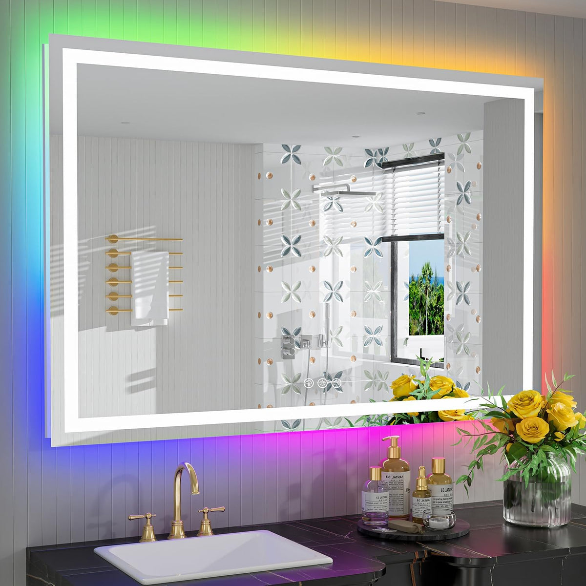 60x36 LED Bathroom Mirror with Lights, Lighted Vanity Mirror - Colors B