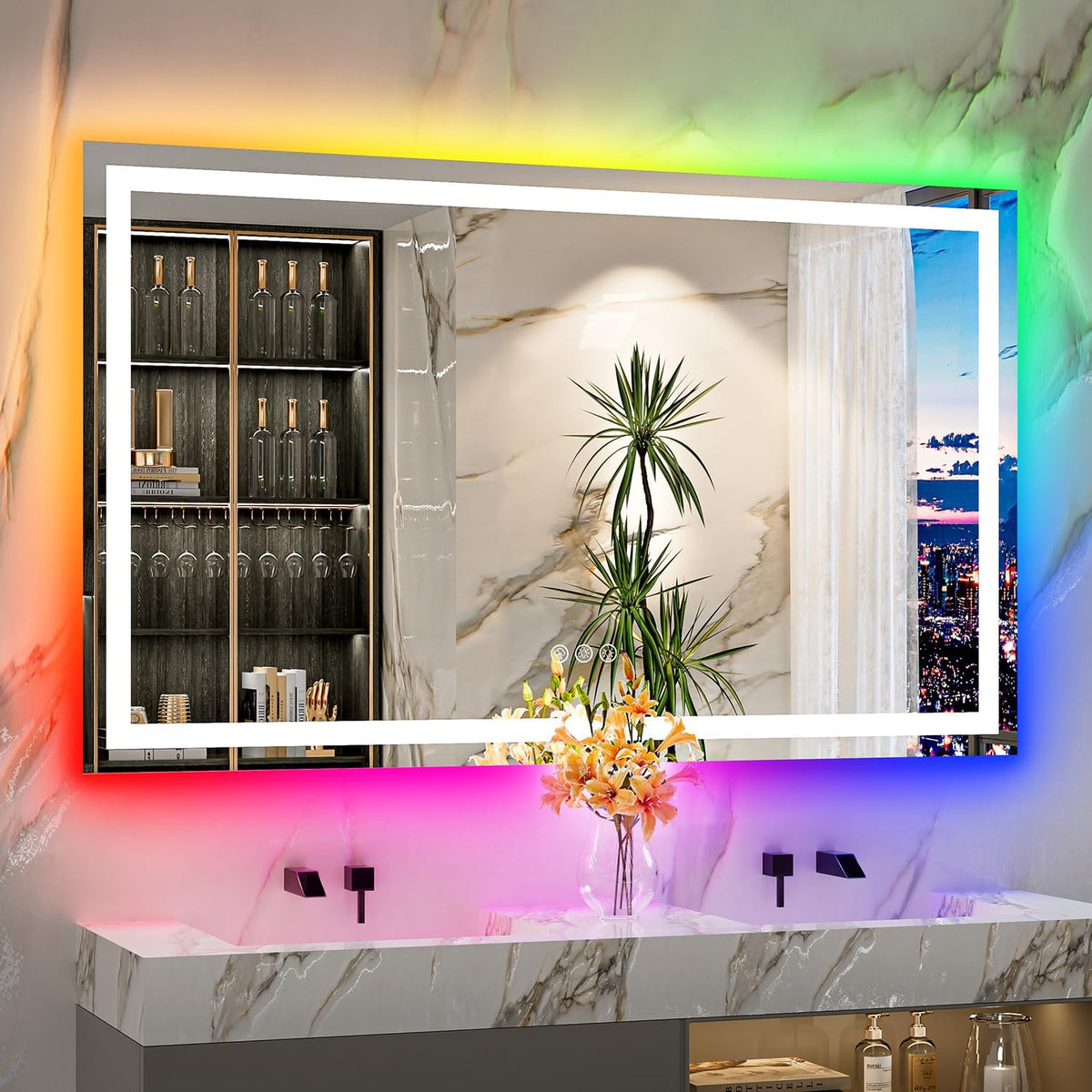 60x36 LED Bathroom Mirror with Lights, Lighted Vanity Mirror - Colors B