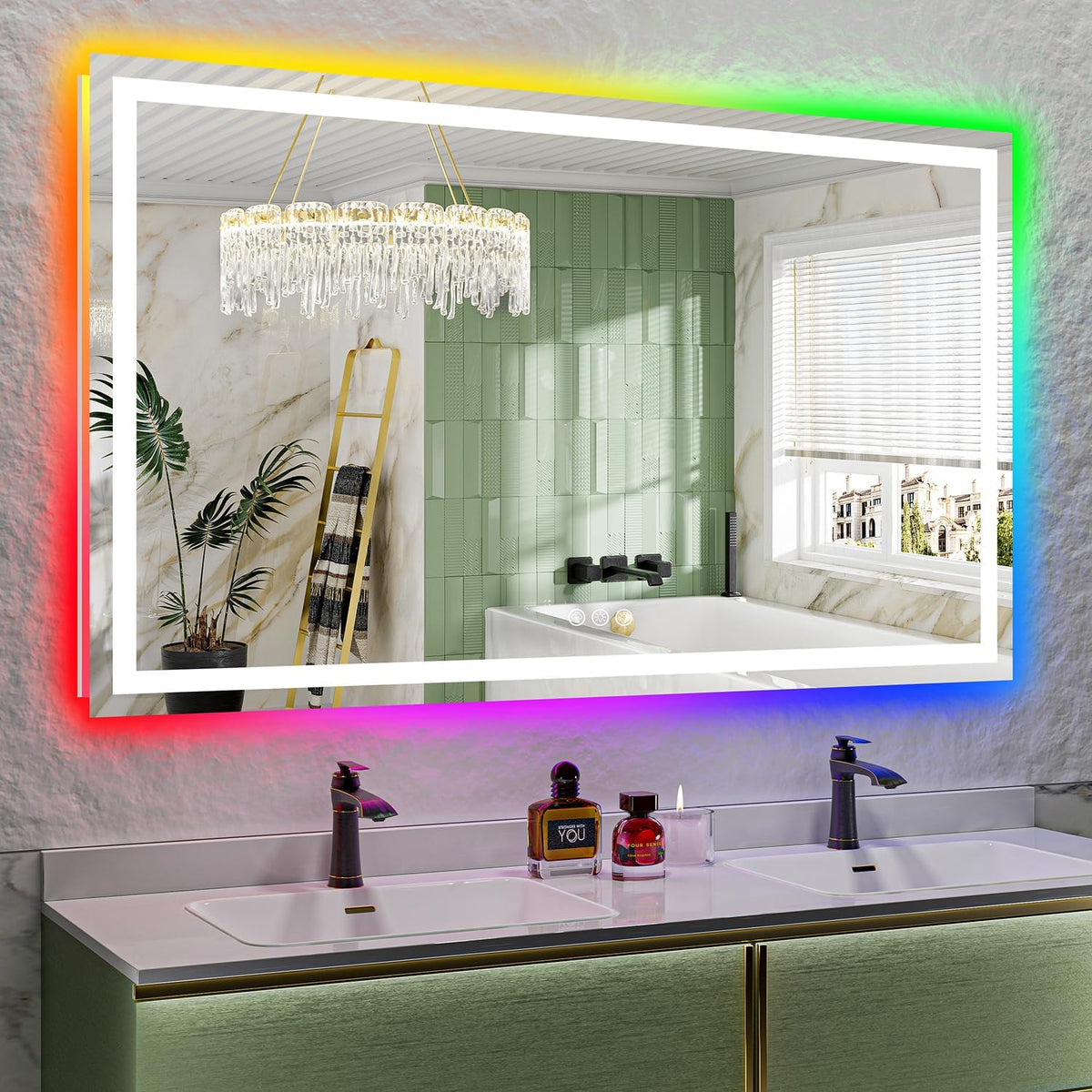 60x36 LED Bathroom Mirror with Lights, Lighted Vanity Mirror - Colors B