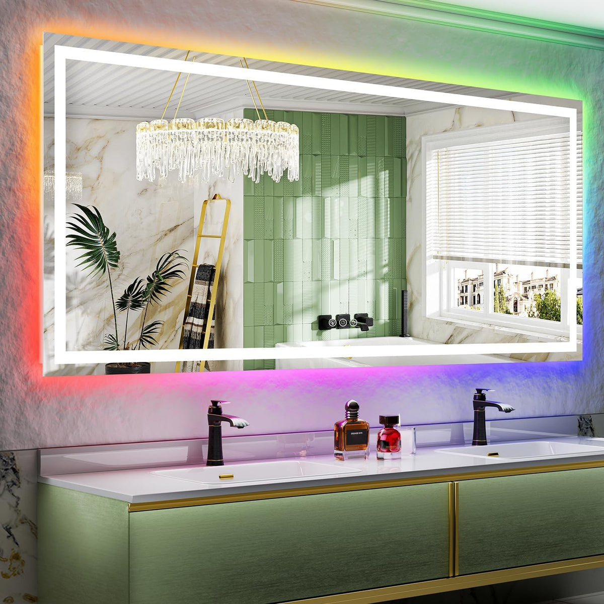 60x36 LED Bathroom Mirror with Lights, Lighted Vanity Mirror - Colors B