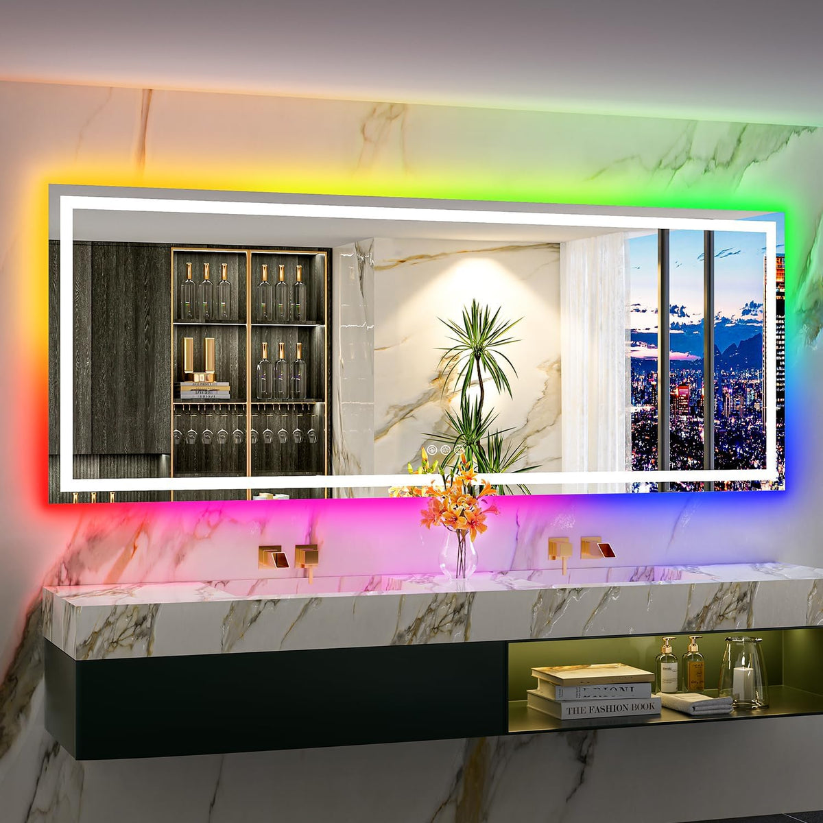 60x36 LED Bathroom Mirror with Lights, Lighted Vanity Mirror - Colors B