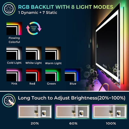 60x36 LED Bathroom Mirror with Lights, Lighted Vanity Mirror - Colors B