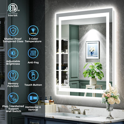 60x36 LED Bathroom Mirror with Lights, Lighted Vanity Mirror - Colors B