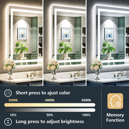 60x36 LED Bathroom Mirror with Lights, Lighted Vanity Mirror - Colors B