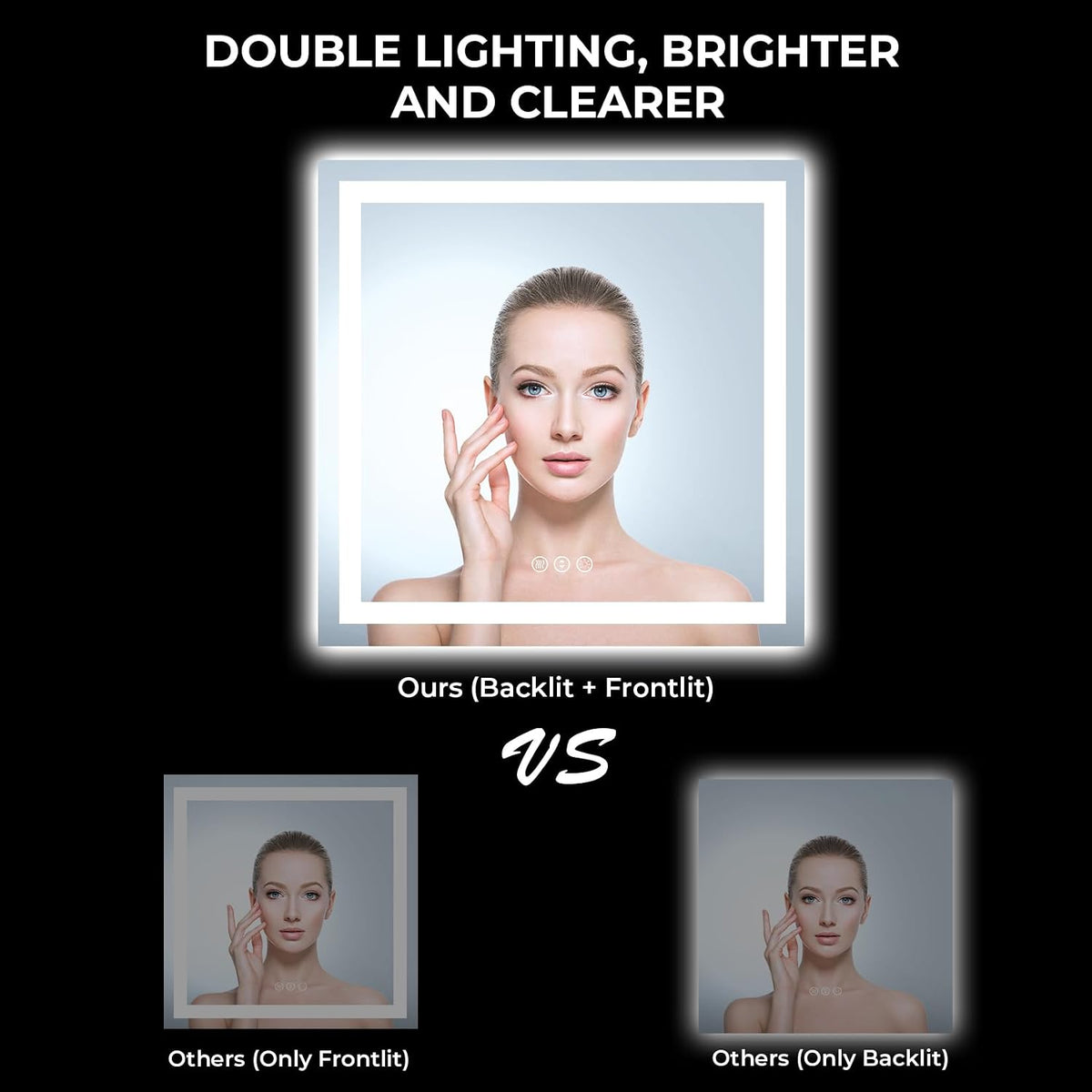 60x36 LED Bathroom Mirror with Lights, Lighted Vanity Mirror - Colors B