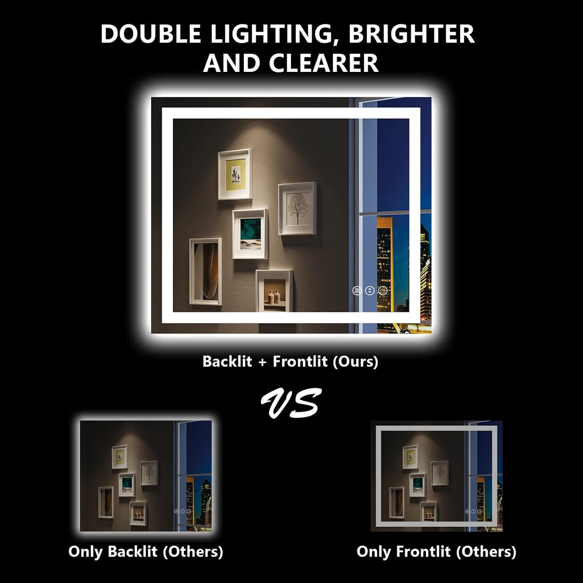 60x36 LED Bathroom Mirror with Lights, Lighted Vanity Mirror - Colors B