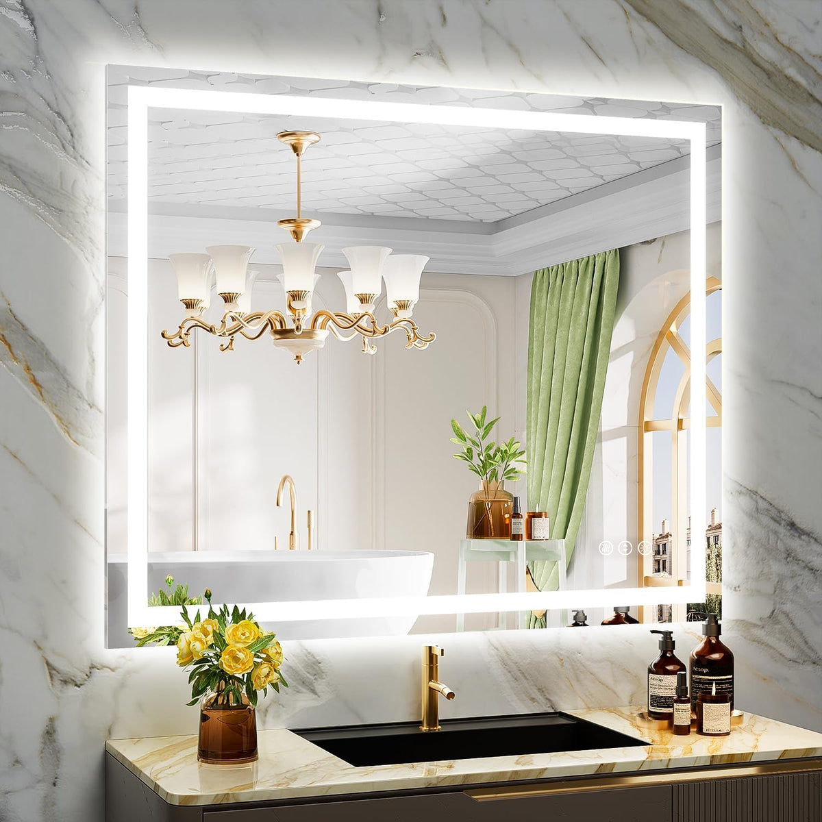 60x36 LED Bathroom Mirror with Lights, Lighted Vanity Mirror - Colors B