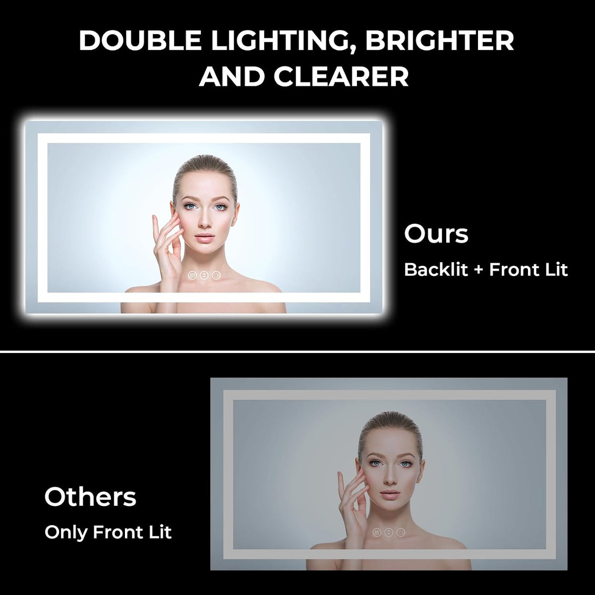 60x36 LED Bathroom Mirror with Lights, Lighted Vanity Mirror - Colors B