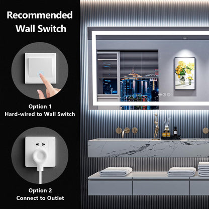60x36 LED Bathroom Mirror with Lights, Lighted Vanity Mirror - Colors B