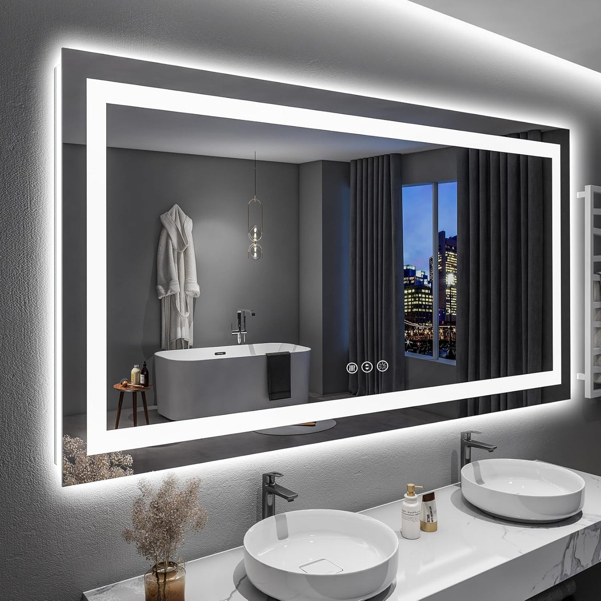 60x36 LED Bathroom Mirror with Lights, Lighted Vanity Mirror - Colors B
