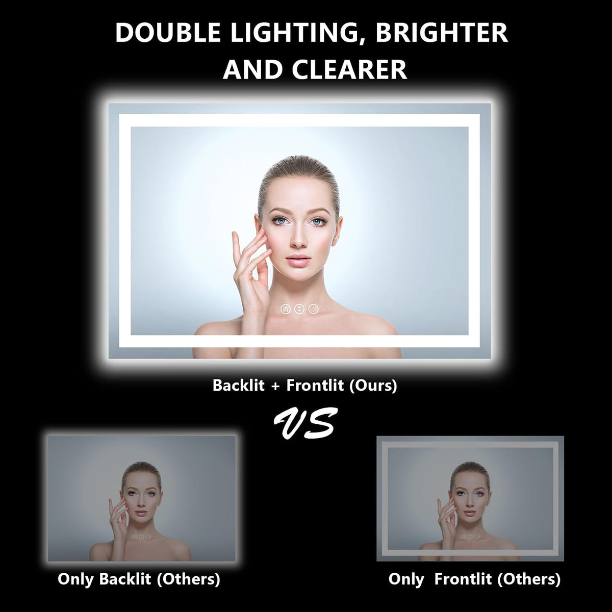 60x36 LED Bathroom Mirror with Lights, Lighted Vanity Mirror - Colors B