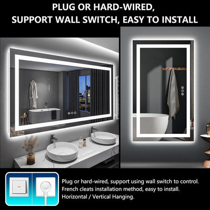 60x36 LED Bathroom Mirror with Lights, Lighted Vanity Mirror - Colors B