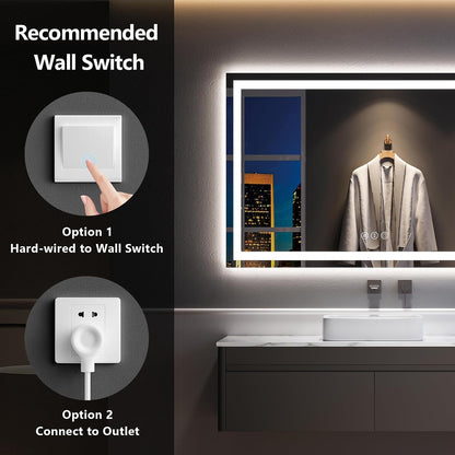 60x36 LED Bathroom Mirror with Lights, Lighted Vanity Mirror - Colors B