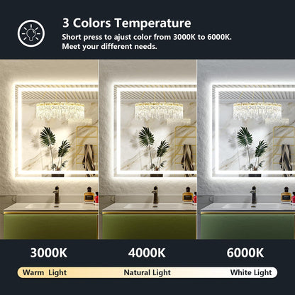 60x36 LED Bathroom Mirror with Lights, Lighted Vanity Mirror - Colors B