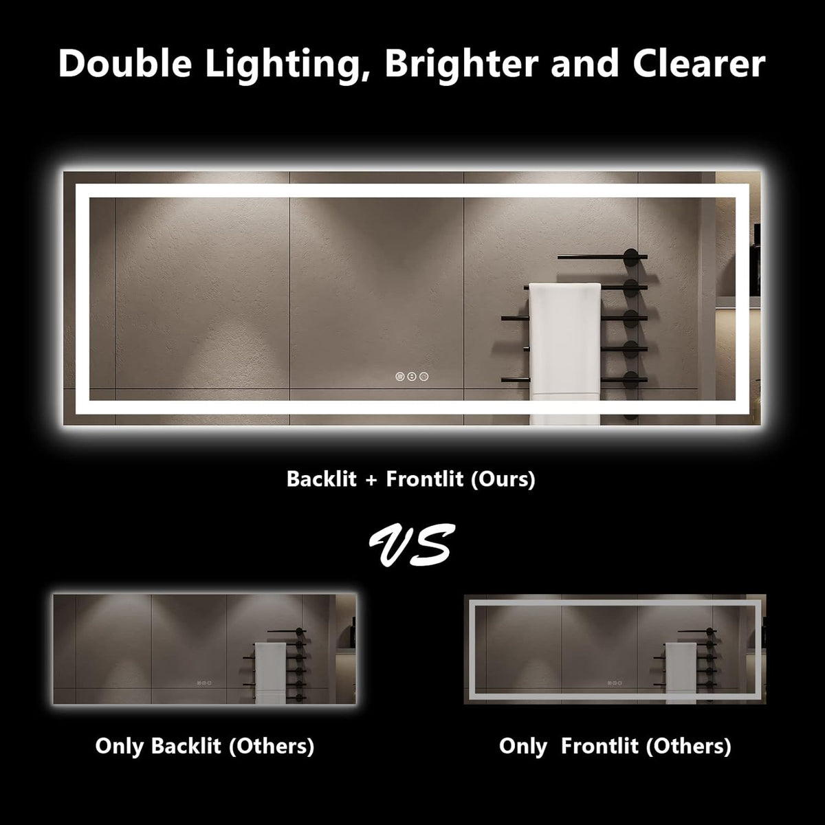 60x36 LED Bathroom Mirror with Lights, Lighted Vanity Mirror - Colors B