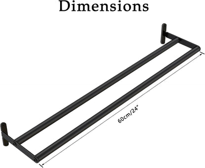 Double Towel Bar, 24 Inch Towel Racks for Bathroom, Stainless Steel Bathroom Towel Holder, Towel Rack Wall Mounted Towel Hanger Towel Rod, Matte Black