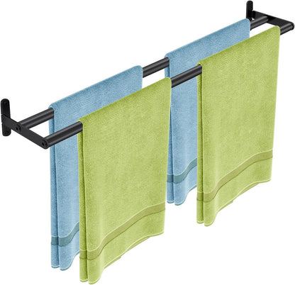 Double Towel Bar, 24 Inch Towel Racks for Bathroom, Stainless Steel Bathroom Towel Holder, Towel Rack Wall Mounted Towel Hanger Towel Rod, Matte Black