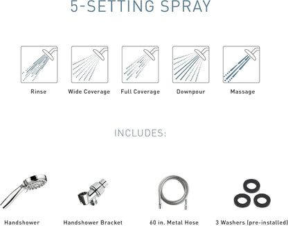 Ignite Chrome Five-function Shower Head With 2.5 GPM High-Pressure Spray, 20090