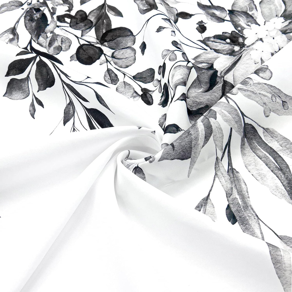 Grey Eucalyptus Shower Curtain, Watercolor Floral Print, 72x72