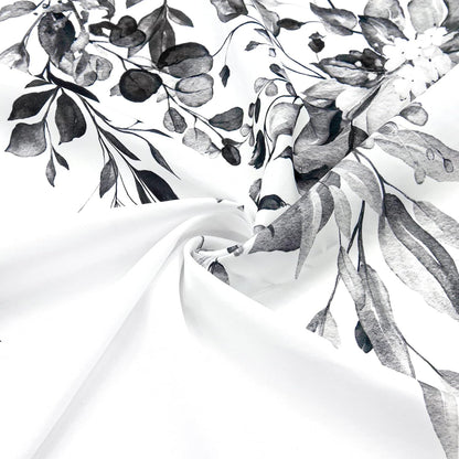 Grey Eucalyptus Shower Curtain, Watercolor Floral Print, 72x72