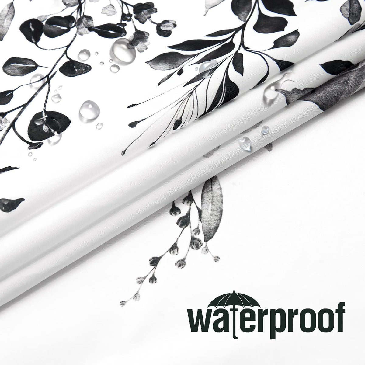 Grey Eucalyptus Shower Curtain, Watercolor Floral Print, 72x72