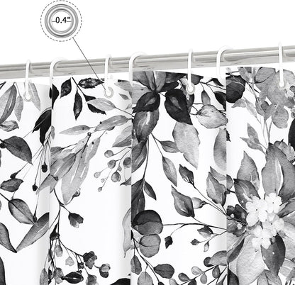 Grey Eucalyptus Shower Curtain, Watercolor Floral Print, 72x72