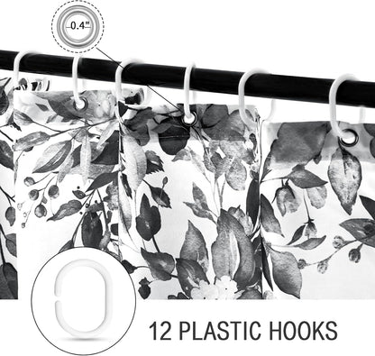Grey Eucalyptus Shower Curtain, Watercolor Floral Print, 72x72