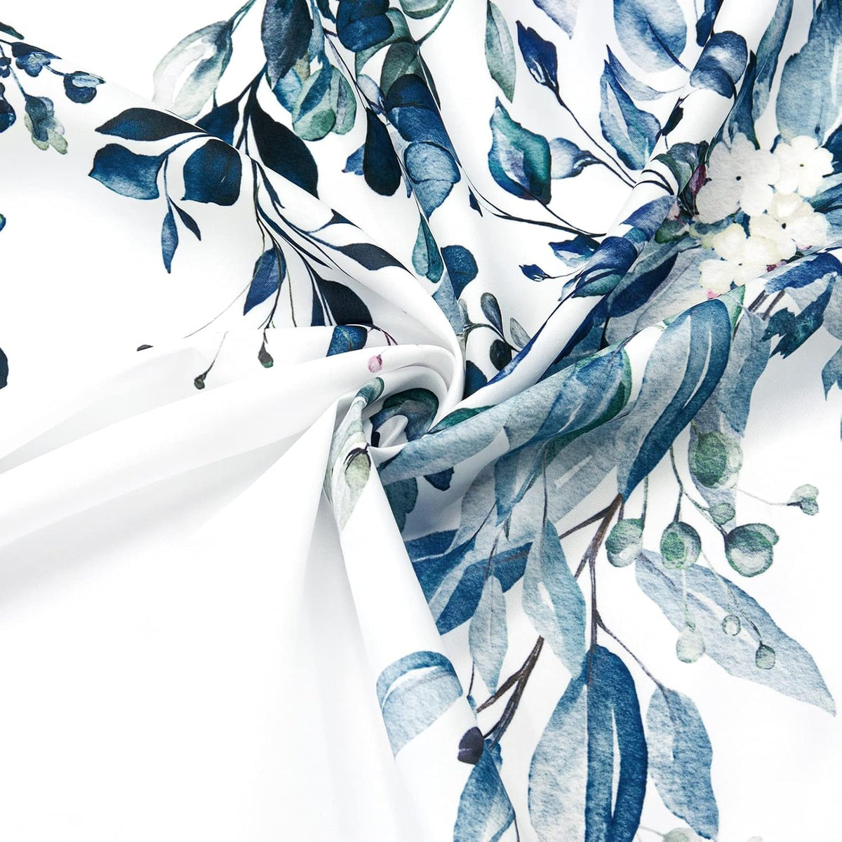 Grey Eucalyptus Shower Curtain, Watercolor Floral Print, 72x72
