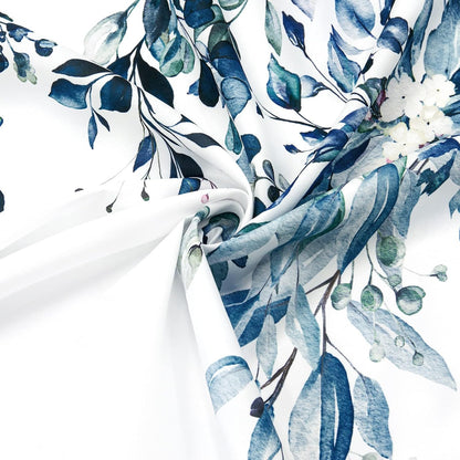 Grey Eucalyptus Shower Curtain, Watercolor Floral Print, 72x72