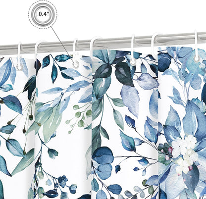 Grey Eucalyptus Shower Curtain, Watercolor Floral Print, 72x72