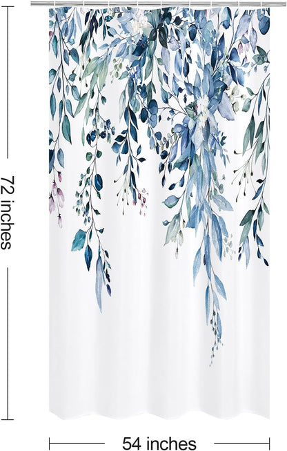 Grey Eucalyptus Shower Curtain, Watercolor Floral Print, 72x72