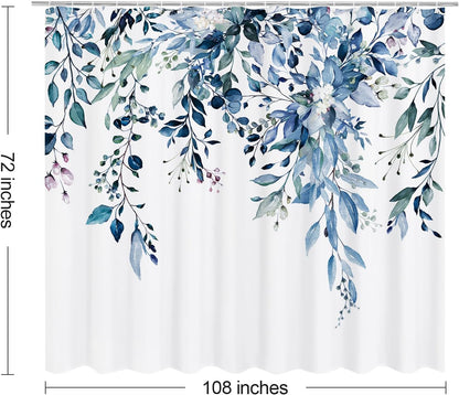 Grey Eucalyptus Shower Curtain, Watercolor Floral Print, 72x72