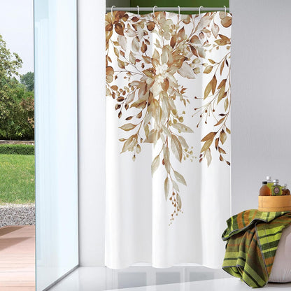 Grey Eucalyptus Shower Curtain, Watercolor Floral Print, 72x72
