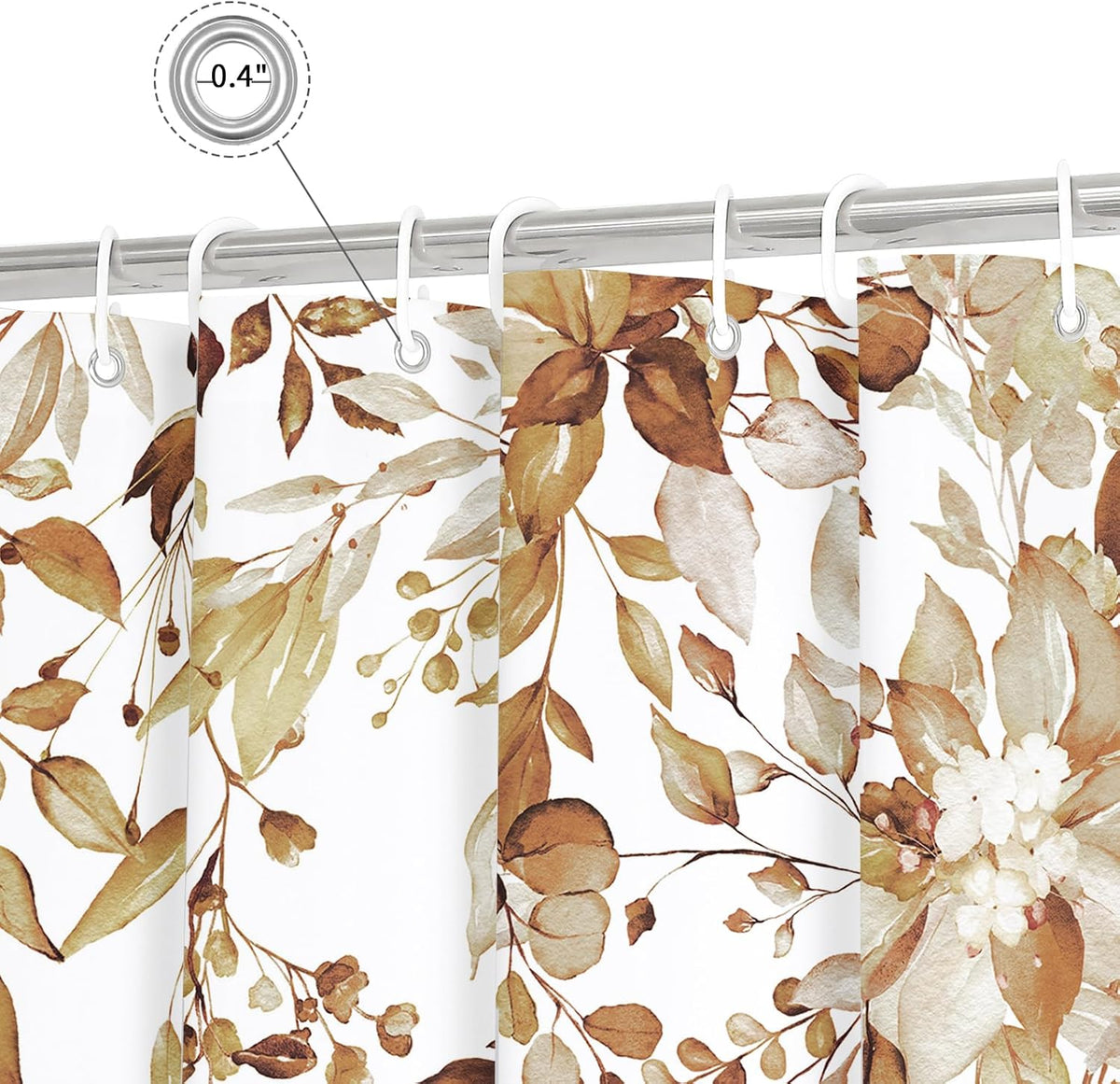 Grey Eucalyptus Shower Curtain, Watercolor Floral Print, 72x72