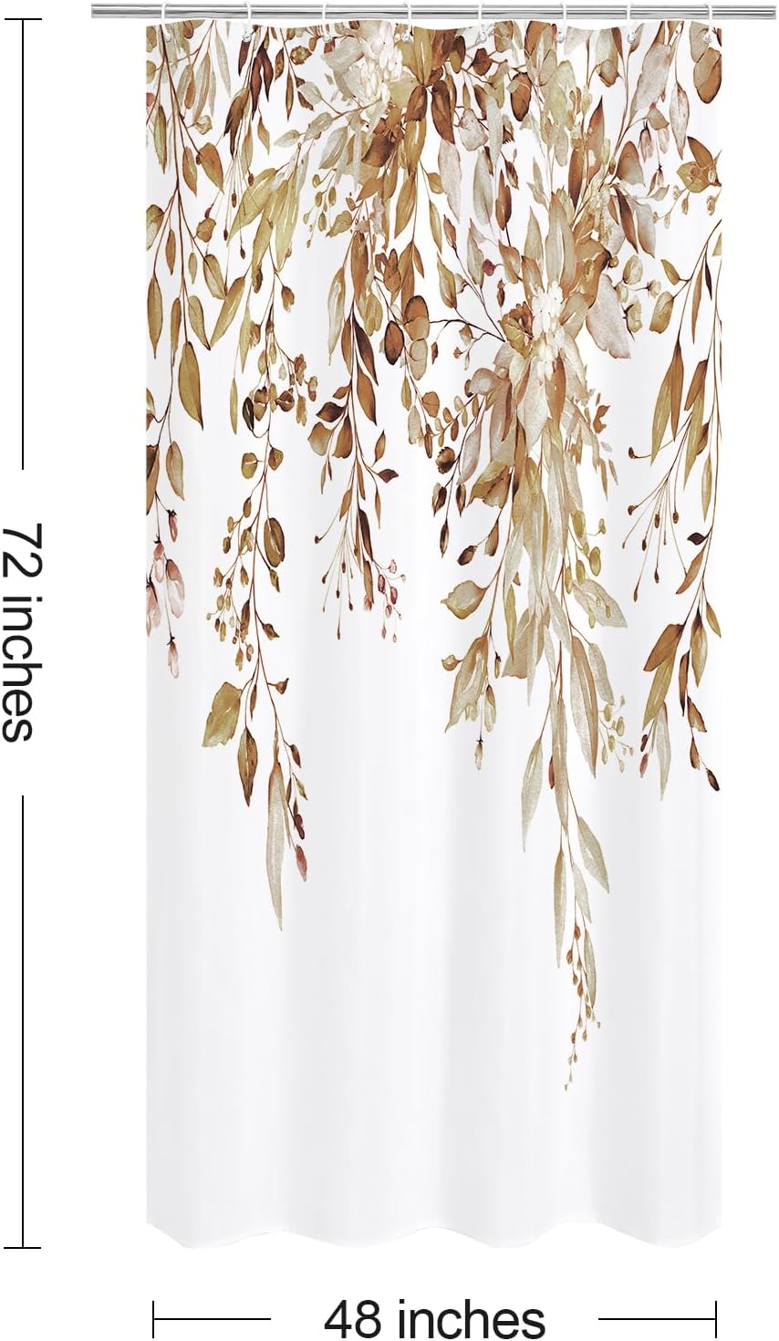 Grey Eucalyptus Shower Curtain, Watercolor Floral Print, 72x72