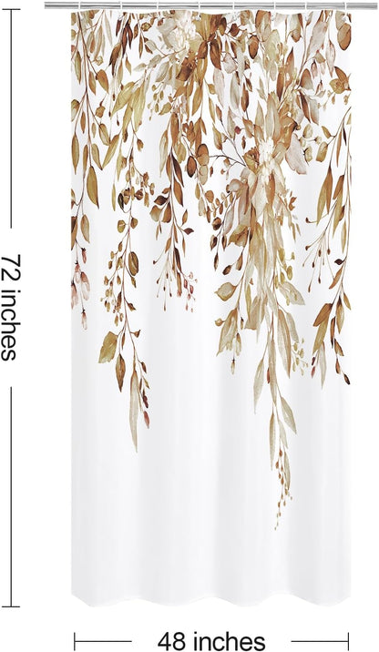 Grey Eucalyptus Shower Curtain, Watercolor Floral Print, 72x72