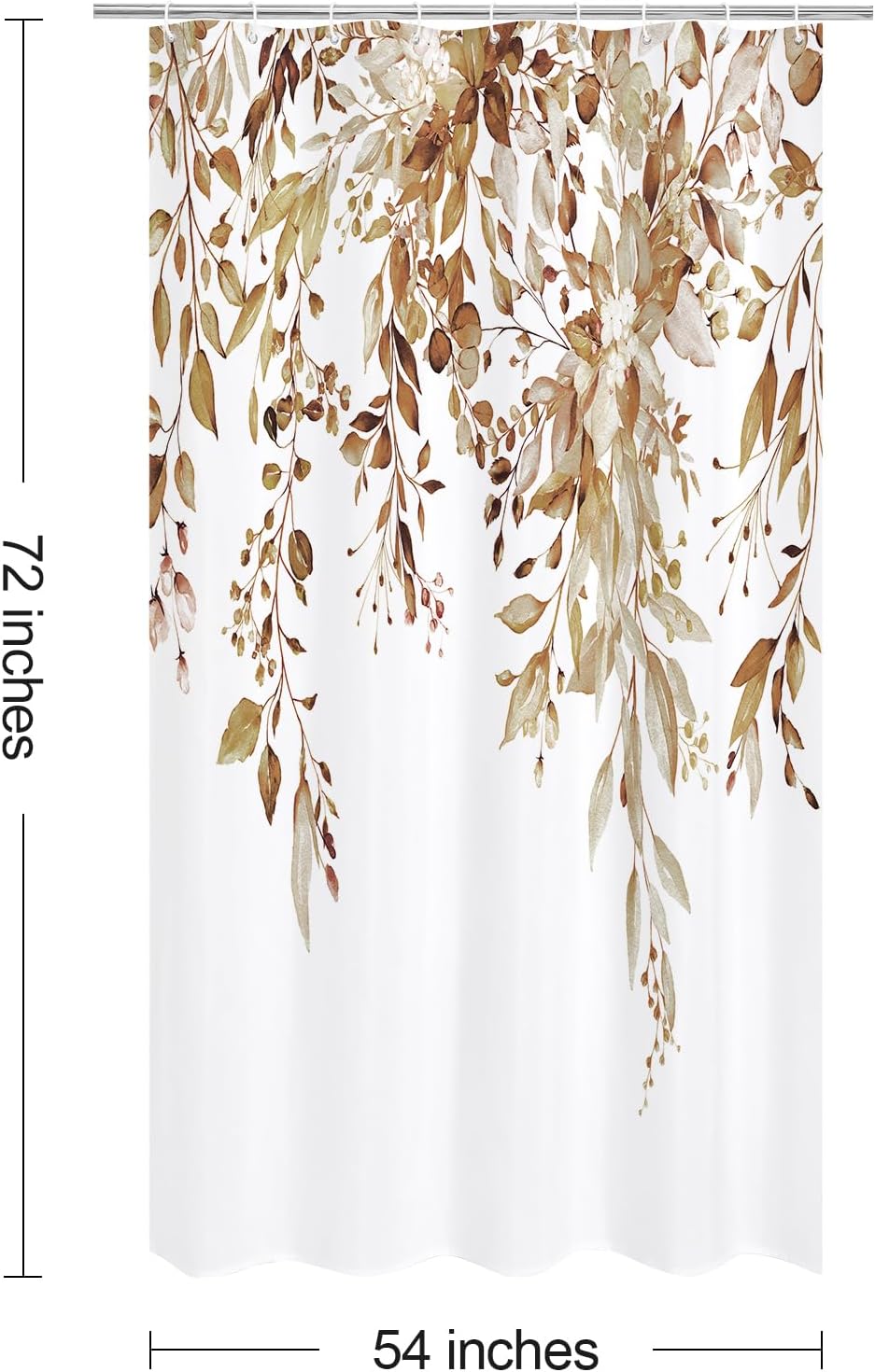 Grey Eucalyptus Shower Curtain, Watercolor Floral Print, 72x72