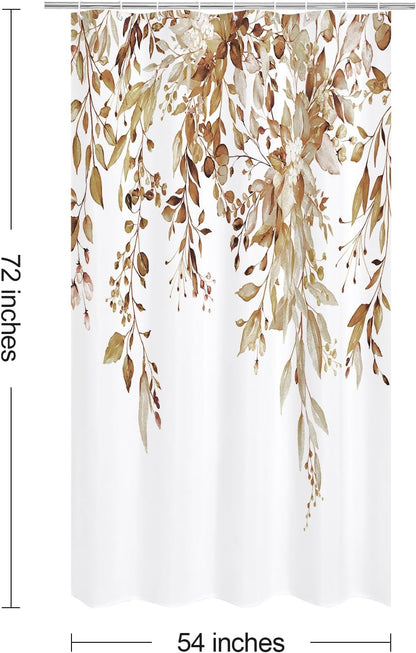 Grey Eucalyptus Shower Curtain, Watercolor Floral Print, 72x72