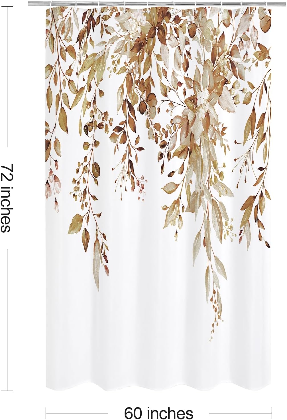 Grey Eucalyptus Shower Curtain, Watercolor Floral Print, 72x72