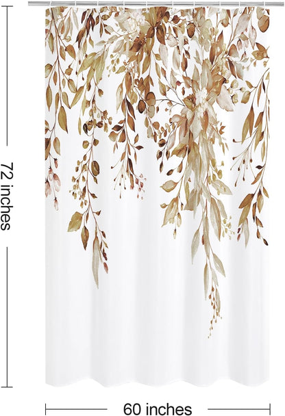 Grey Eucalyptus Shower Curtain, Watercolor Floral Print, 72x72