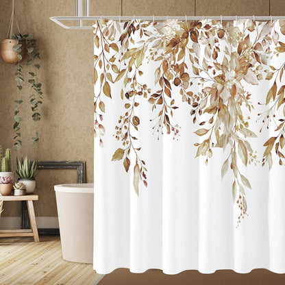 Grey Eucalyptus Shower Curtain, Watercolor Floral Print, 72x72