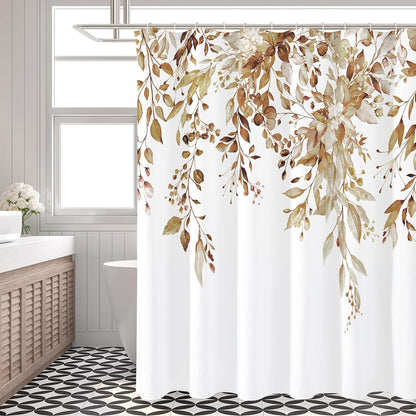 Grey Eucalyptus Shower Curtain, Watercolor Floral Print, 72x72
