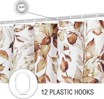 Grey Eucalyptus Shower Curtain, Watercolor Floral Print, 72x72