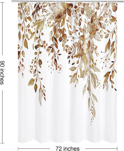 Grey Eucalyptus Shower Curtain, Watercolor Floral Print, 72x72