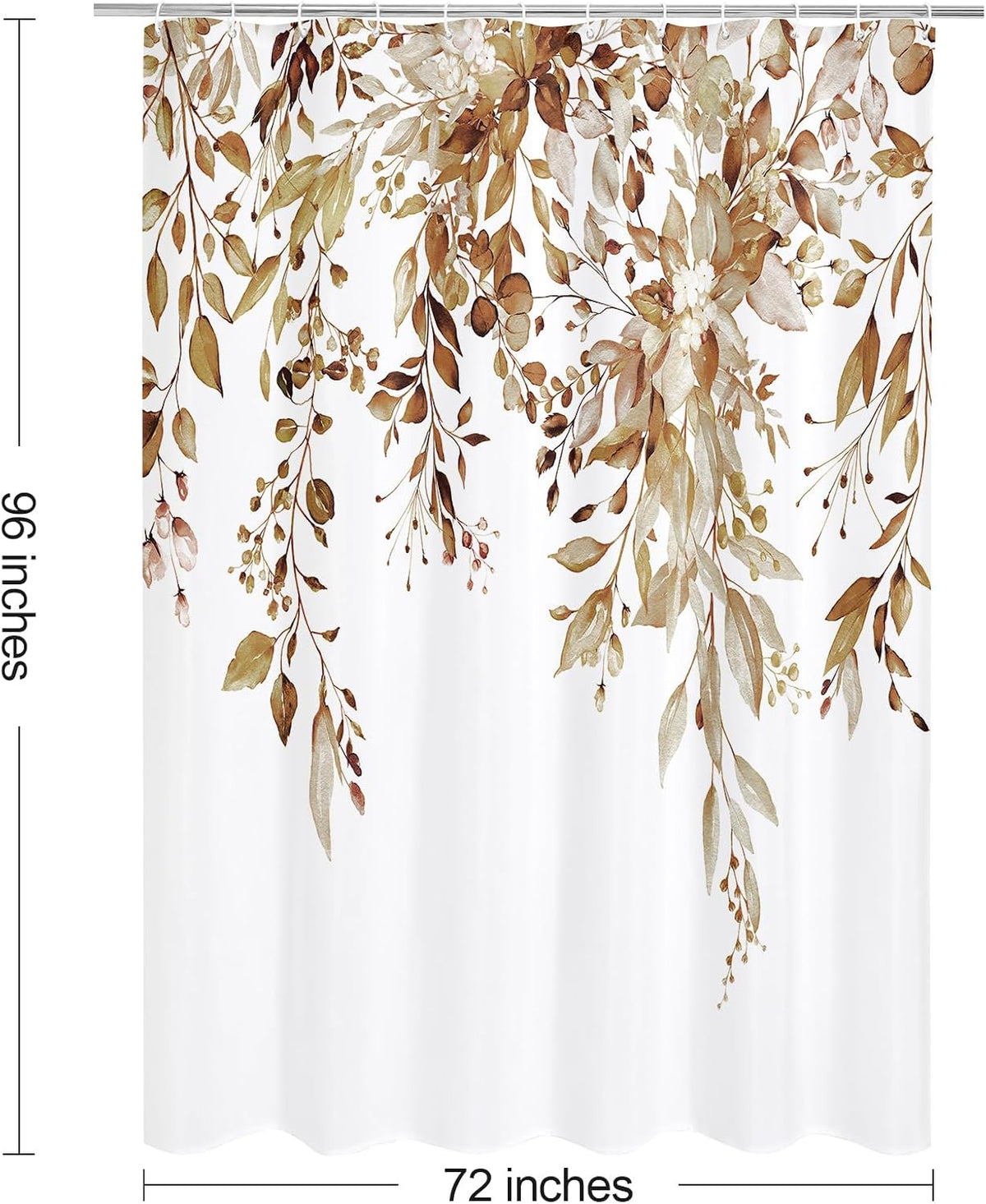 Grey Eucalyptus Shower Curtain, Watercolor Floral Print, 72x72