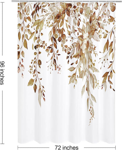 Grey Eucalyptus Shower Curtain, Watercolor Floral Print, 72x72